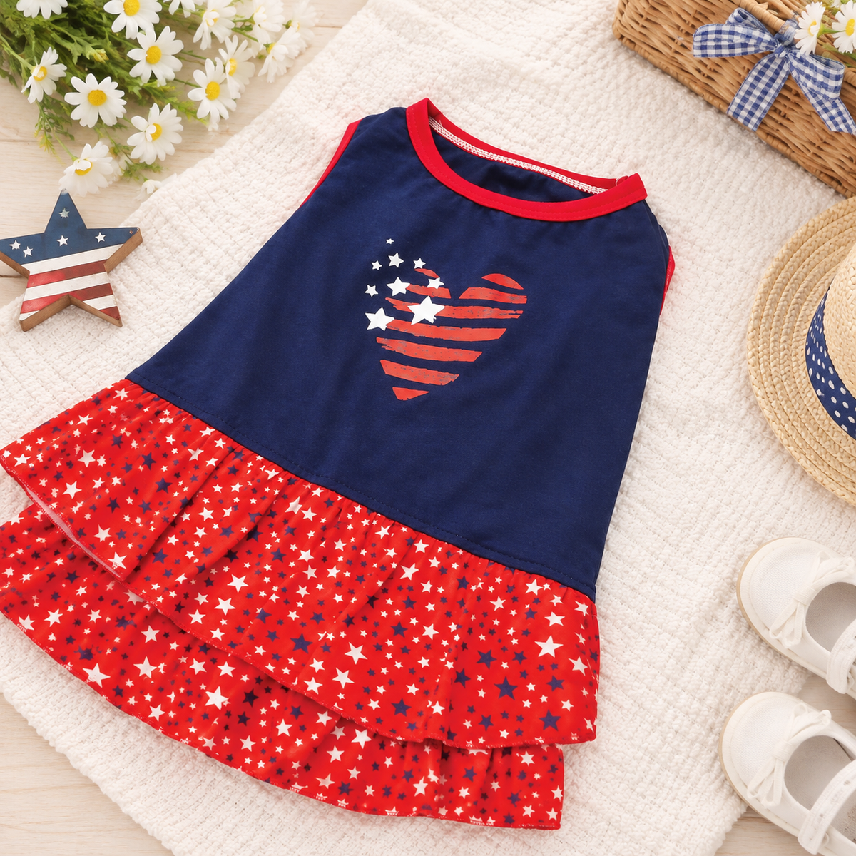 Patriotic Heart Pet Dress