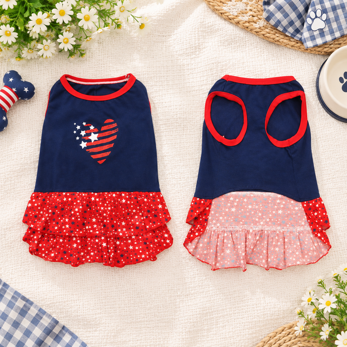 Patriotic Heart Pet Dress